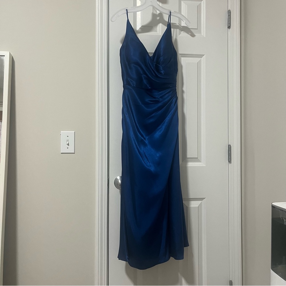 Davis’s bridal Galina Signature Charmeuse Draped Strappy Dress - sapphire 4